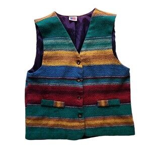 Vintage Tracey Evans Vest Women's  5/6 Southwestern Aztec Lined Colorful Striped